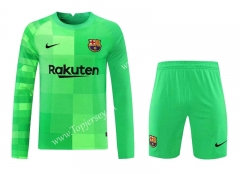 2021-2022 Barcelona Goalkeeper Green LS Thailand Soccer Uniform-418