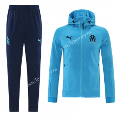 2021-2022 Olympique Marseille Sky Blue Thailand Soccer Jacket Uniform With Hat-LH