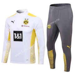 2021-2022 Borussia Dortmund Yellow&White Thailand Soccer Tracksuit-411