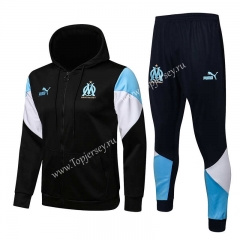 2021-2022 Olympique Marseille Black Thailand Soccer Jacket Uniform With Hat-815