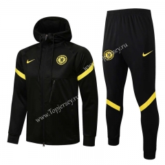 2021-2022 Chelsea Black Thailand Soccer Jacket Uniform With Hat-815
