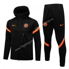 2021-2022 Chelsea Black Thailand Soccer Jacket Uniform With Hat-815