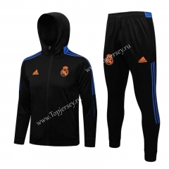 2021-2022 Real Madrid Black Thailand Soccer Jacket Uniform With Hat-815