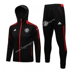 2021-2022 Manchester United Black Thailand Soccer Jacket Uniform With Hat-815