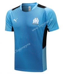 2021-2022 Olympique de Marseille Blue (pad printing) Short-sleeved Thailand Soccer Tracksuit Top-815