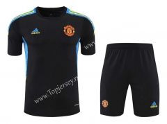 2021-2022 Manchester United Black&Blue Thailand Training Soccer Uniform-418