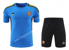 2021-2022 Manchester United Blue Thailand Training Soccer Uniform-418