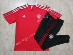 2021-2022 Manchester United Red Short-sleeve Thailand Soccer Tracksuit-815