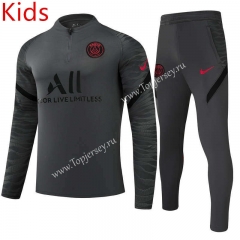 2021-2022 Paris SG Gray Kids/Youth Soccer Tracksuit -GDP