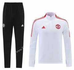 2021-2022 Manchester United White Thailand Soccer Tracksuit-LH