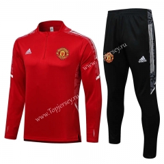 2021-2022 UEFA Champions League Manchester United Red Thailand Soccer Tracksuit-815