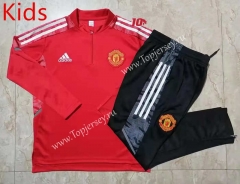 UEFA Champions League 2021-2022 Manchester United Red Kids/Youth Soccer Tracksuit-815