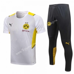 2021-2022 Borussia Dortmund White Short-Sleeved Thailand Soccer Tracksuit-815