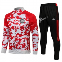 2021-2022 Manchester United Red&White Thailand Soccer Jacket Uniform-815