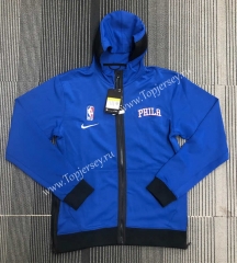 2021-2022 Player Version NBA Philadelphia 76ers Blue With Hat Jacket-311