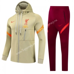 2021-2022 Liverpool Khaki Soccer Jacket Uniform With Hat-GDP