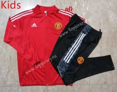 2021-2022 Manchester United Low Collar Red Kids/Youth Soccer Jacket Uniform-815