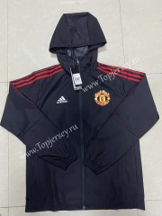 2021-2022 Manchester United Black Trench Coat With Hat-815