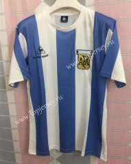 Retro Version 1985 Argentina Blue and White Thailand Soccer Jersey AAA-9171