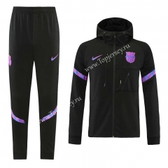 2021-2022 Barcelona Black&Purple Thailand Soccer Jacket Uniform With Hat-LH