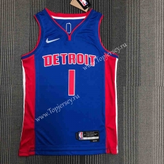 75th Anniversary Detroit Pistons Blue #1 NBA Jersey-311