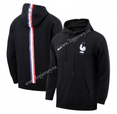 2021-2022 France Black Thailand Soccer Tracksuit Top With Hat-LH