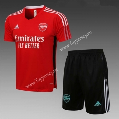 （Cropped trousers）2021-2022 Arsenal Red Short-Sleeve Thailand Soccer Tracksuit-815