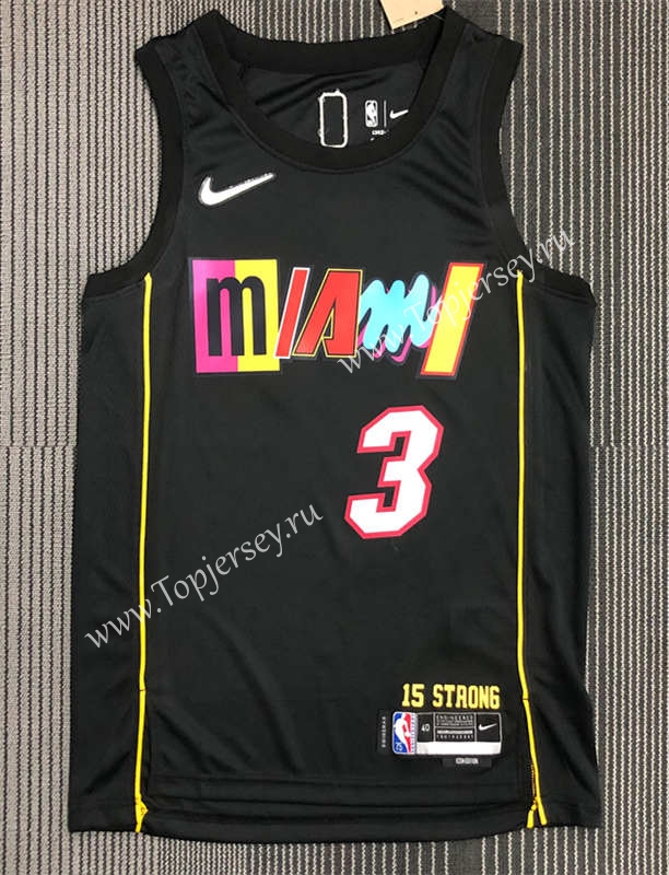 2021-2022 City Edition Miami Heat Black #3 NBA Jersey-311,Miami Heat