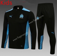 2021-2022 Olympique de Marseille Black Kids/Youth Soccer Tracksuit-815