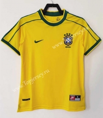 Retro Version 1998 Brazil Home Yellow Thailand Soccer Jersey AAA-811