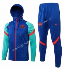 2021-2022 Barcelona Camouflage Blue&Green Sleeve Thailand Soccer Jacket Uniform With Hat-815