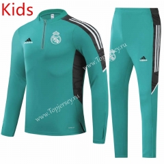 2021-2022 Real Madrid Green Kids/Youth Soccer Tracksuit-GDP