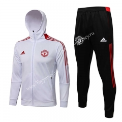 2021-2022 Manchester United White Thailand Soccer Jacket Uniform With Hat-815