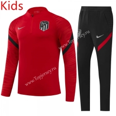 2021-2022 Atletico Madrid Red Kids/Youth Soccer Tracksuit -GDP