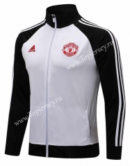 2021-2022 Manchester United High Collar White Thailand Soccer Jacket-815