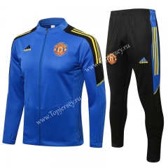 2021-2022 Manchester United Camouflage Blue Thailand Soccer Jacket Uniform-815