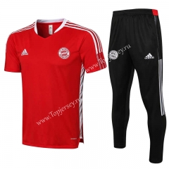 2021-2022 Bayern München Red Short-sleeved Thailand Soccer Tracksuit-815