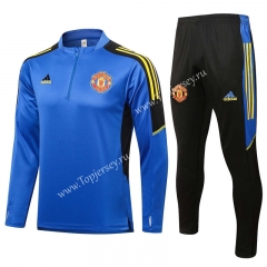 2021-2022 UEFA Champions League Manchester United Camouflage Blue Thailand Soccer Tracksuit-815