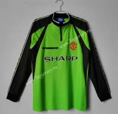 Retro Version 98-99 Manchester United Goalkeeper Green LS Thailand Soccer Jersey AAA-C1046