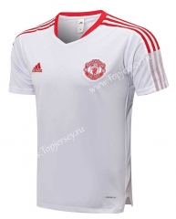 2021-2022 Manchester United White Short-sleeve Thailand Soccer Tracksuit Top-815