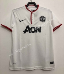 Retro Version 13-14 Manchester United Away White Thailand Soccer Jersey AAA-811