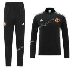 2021-2022 Manchester United Black&Gray Thailand Soccer Tracksuit-LH