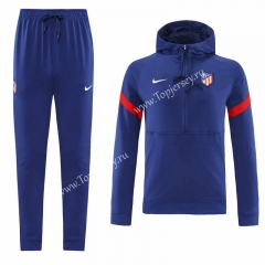 2021-2022 Atletico Madrid Camouflage Blue Thailand Soccer Tracksuit With Hat-LH