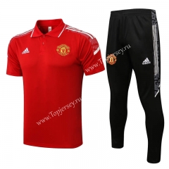 2021-2022 UEFA Champions League Manchester United Red Thailand Polo Uniform-815