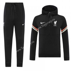 2021-2022 Liverpool Black Thailand Soccer Tracksuit With Hat-LH