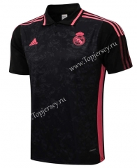 2021-2022 Real Madrid （Full Body Inkjet）Black Thailand Polo Shirt-815