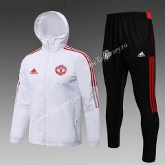 2021-2022 Manchester United White Trench Coat Uniform With Hat-815