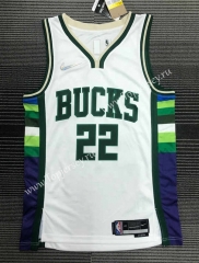 2021-2022 City edition Milwaukee Bucks White #22 NBA Jersey-311
