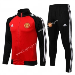 2021-2022 Manchester United Red (Black Sleeve) Thailand Soccer Jacket Uniform-815
