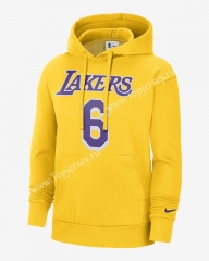 Los Angeles Lakers Yellow #6 Tracksuit Top With Hat-CS